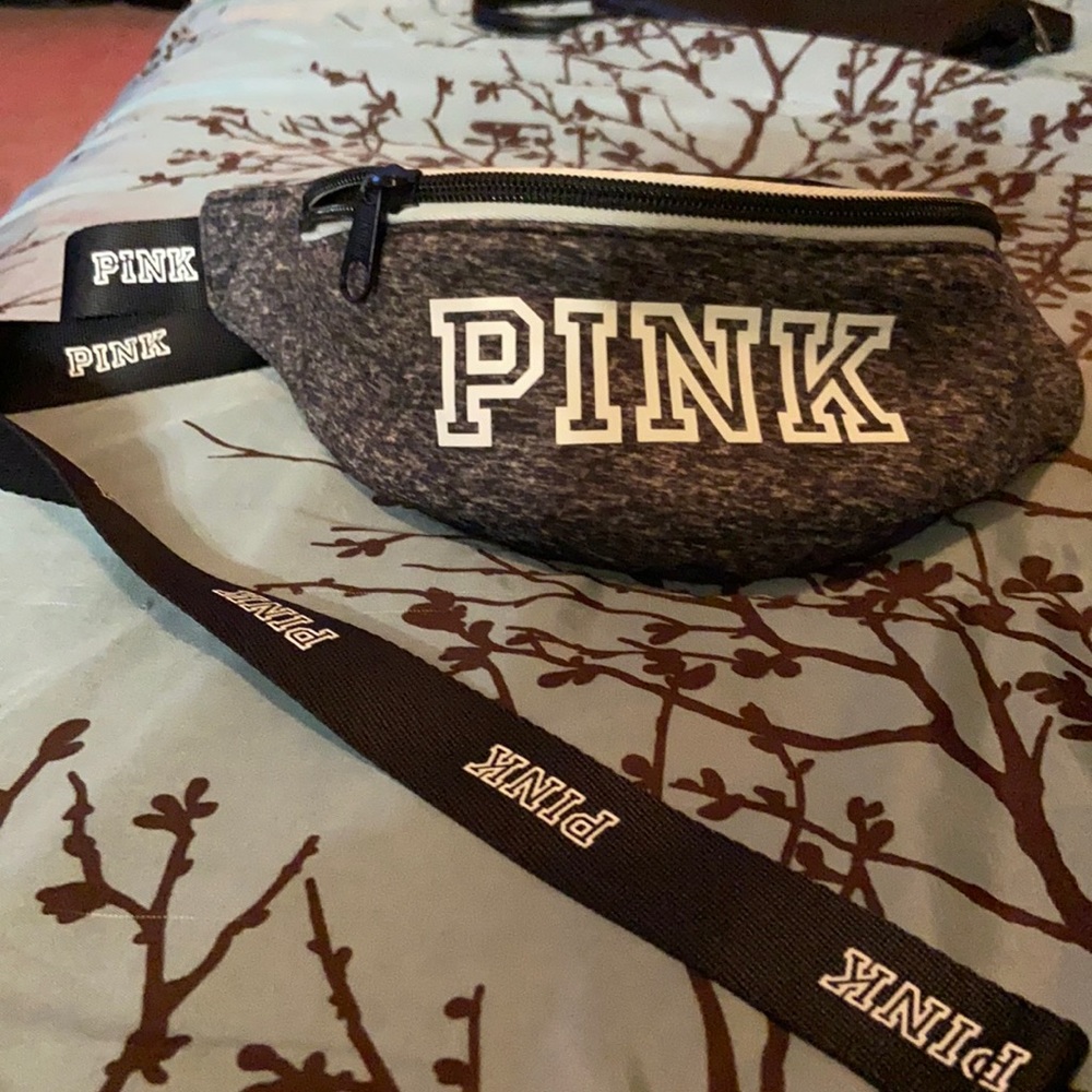 Gray, black & white Fanny pack from PINK.